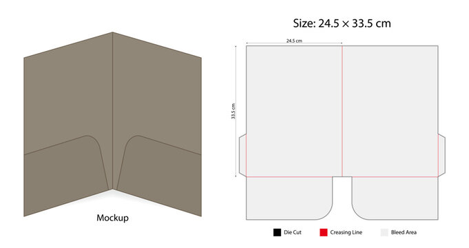 Folder Design Template with Die Cut and Crease Lines