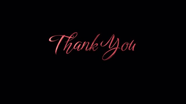 Elegant Red Metallic Thank You For Your Loyalty Text Animation on Black Background with Particles for VFX and Transparent Alpha Channel Overlay