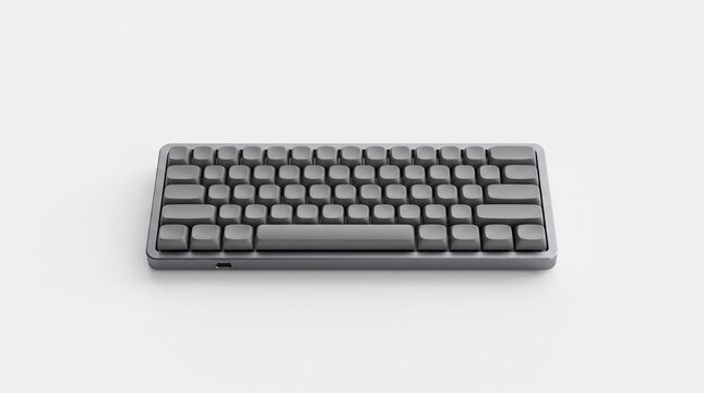 Minimalist grey mechanical keyboard with blank keycaps on a clean white background