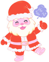 Fototapeta premium Cute santa claus showing thumbs up sign with speech bubble