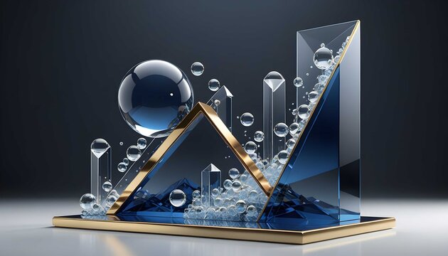 Premium 3D visualization symbolizing profit, economic progress, and investment growth