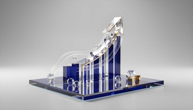 Abstract glass structures represent corporate success and market development