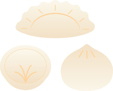 Various Asian Korean dumplings Mandu collection set vector icon