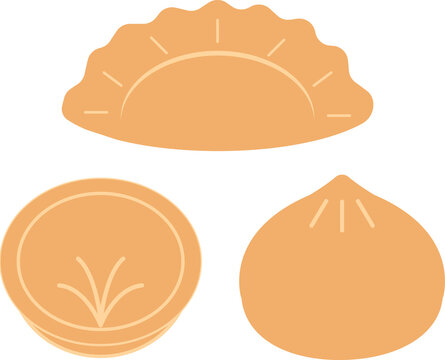 Various Korean spicy Kimchi dumplings Mandu collection set vector icon
