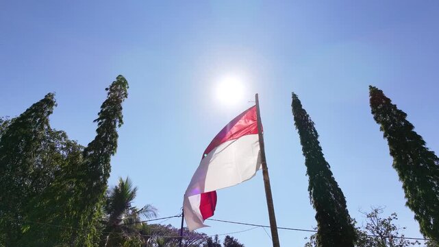 Indonesian flag on the wind