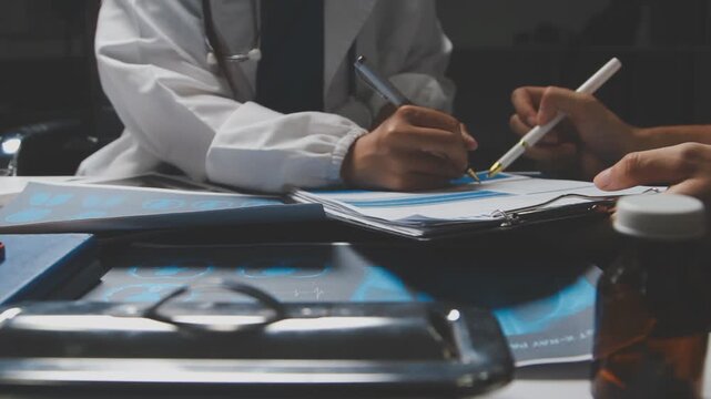 Doctor and patient are discussing consultation about symptom problem. Doctor explained the patient's condition and how to care for the patient in detail.