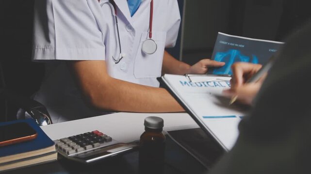 Doctor and patient are discussing consultation about symptom problem. Doctor explained the patient's condition and how to care for the patient in detail.