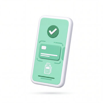 Digital payment smartphone. 3d icon on white background