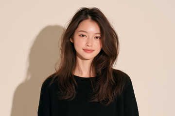 Fototapeta premium 美容, 女性, スキンケア, 化粧品, ビューティー, 若い女性, 美肌, 日本人, アジア人, フェイシャル, メイク, 美容液, 保湿, クリーム, エイジングケア, 美容医療, エステ, 美容クリニック, 肌ケア, ナチュラルメイク, 透明感, ツヤ肌, モデル, 笑顔, ポートレート, クローズアップ, リラックス, 癒し, 健康的, 美白, コラーゲン, ヒアルロン酸, アンチエイジング