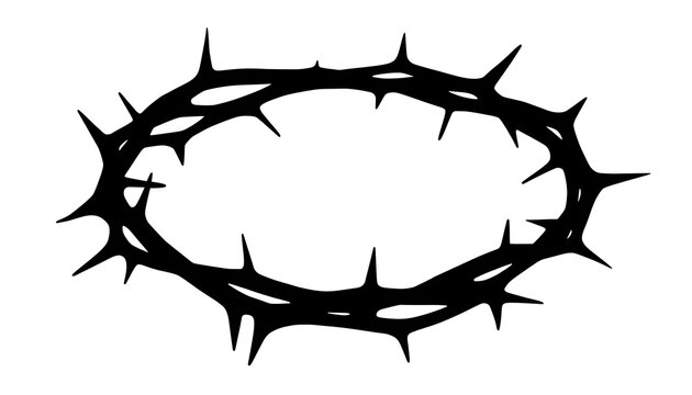 Christian Crown of Thorns Symbol Isolated on White Background