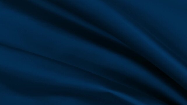 Deep navy satin fabric motion background with smooth flowing waves and soft folds, slow motion loop luxury textile backdrop for premium branding