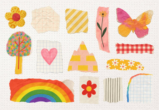Colorful Collage With Playful Elements Design Set
