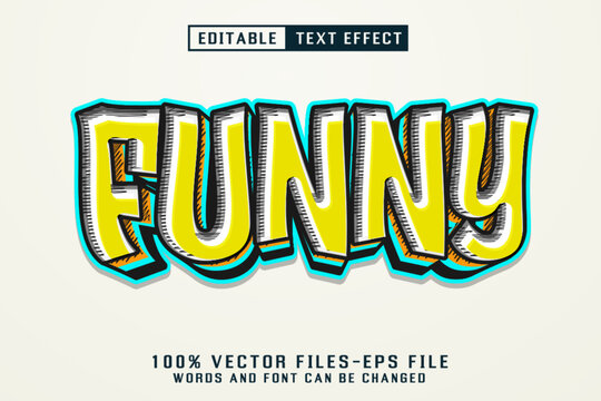3D Yellow Comic Cartoon Editable Text Effect Vector