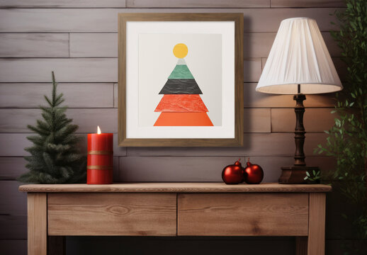 Cozy Holiday Decor Frame Mockup PSD