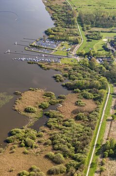 Olga harbour on Lake D&uuml;mmer, Oldenburg M&uuml;nsterland, D&uuml;mmerlohhausen, Lower Saxony, Germany