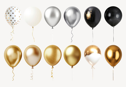 Elegant Metallic Balloons Element Design Set
