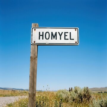 Rural Roadside Sign Declares Homel As Destination Amidst Vast Landscape