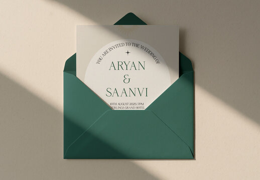 Elegant Wedding Invitation Card Mockup Design PSD