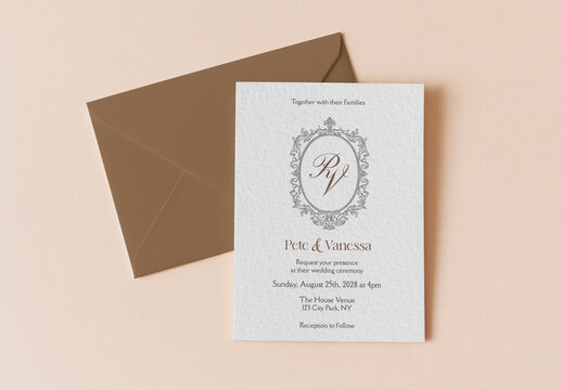 Elegant Wedding Invitation Card Mockup Design PSD