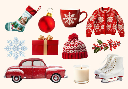 Festive Winter Holiday Element Set