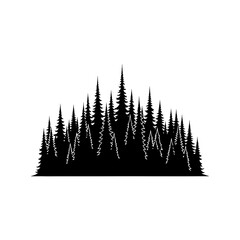 Pine forest tree silhouette landscape graphic with silhouette landscape coniferous evergreen wilderness illustration woodland isolated © SHIRIN