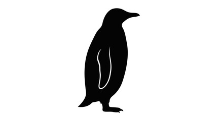 Obraz premium Black silhouette of a penguin standing isolated on a white background, perfect for wildlife designs