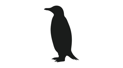 Fototapeta premium Black silhouette of a penguin isolated on white background, vector illustration design