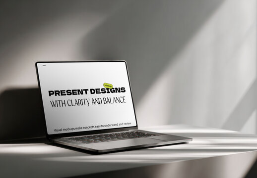 Laptop Displaying Design Mockup PSD