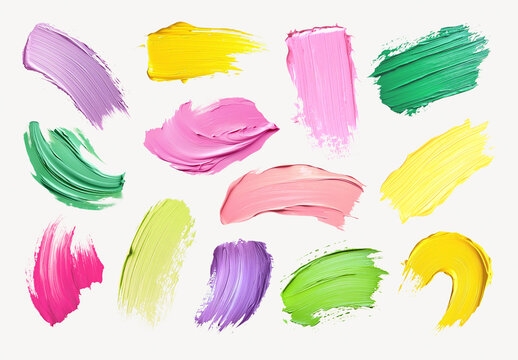 Vibrant Colorful Paint Strokes Element Design Set