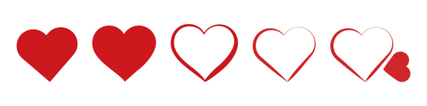 Red heart icons set vector