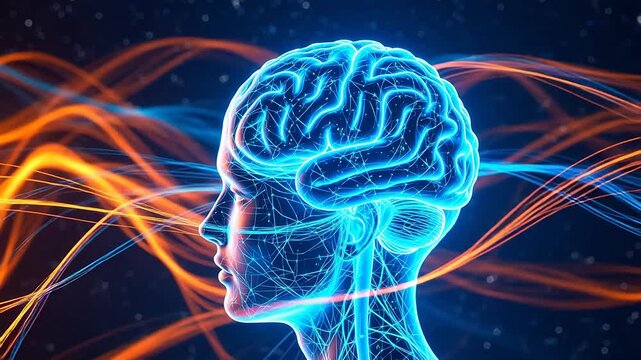 Digital Brain Wave Visualization: Abstract Circuits and Neuron Patterns