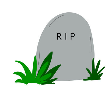 RIP tombstone Halloween gravestone with grass vector illustration isolated on black background