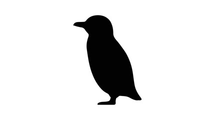 Fototapeta premium Black silhouette of a cute little penguin standing sideways isolated on a clean white background