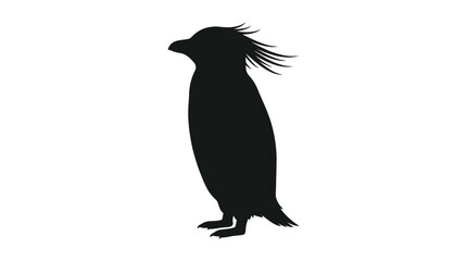 Fototapeta premium Black silhouette of a crested penguin standing in profile isolated on white background