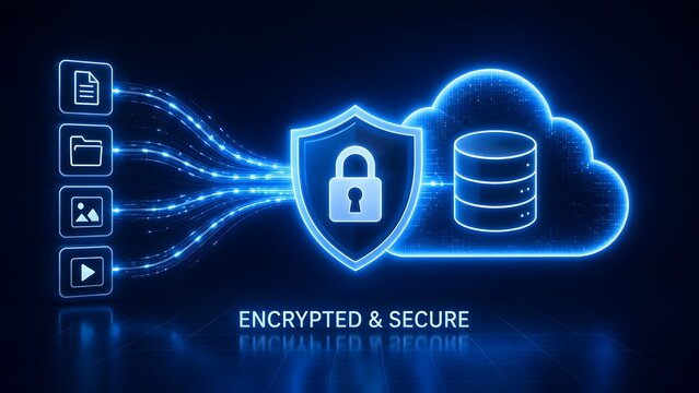 Secure cloud storage encryption with digital shield protecting enterprise database and file transfer networks