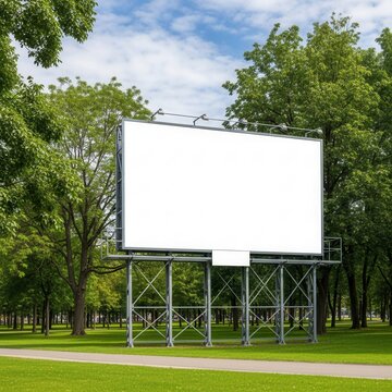 Outdoor Advertising Billboard Mockup In A Lush Green Park Setting