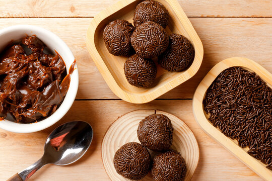 Classic Brigadeiro a Brazilian sweet made with chocolate and sprinkles.