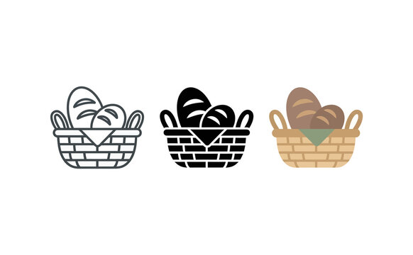 Bread basket icons set vector illustration design for bakery and food food
