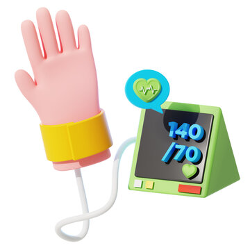 Digital Blood Pressure Monitor and Health Check 3D Illustration