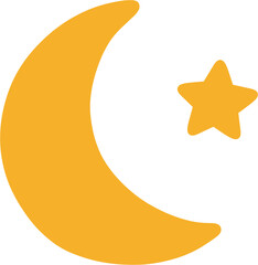 밤하늘에 빛나는 노란 초승달과 별 일러스트 © 지영 김