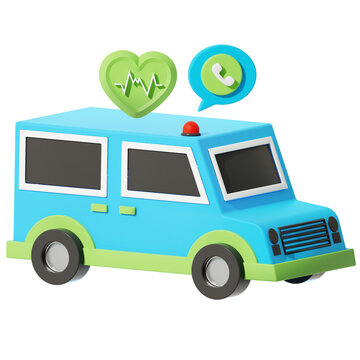 Emergency Ambulance Healthcare Service 3D Illustration
