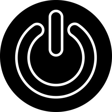 Power symbol PNG with white outline inside a solid black circular design isolated on transparent background