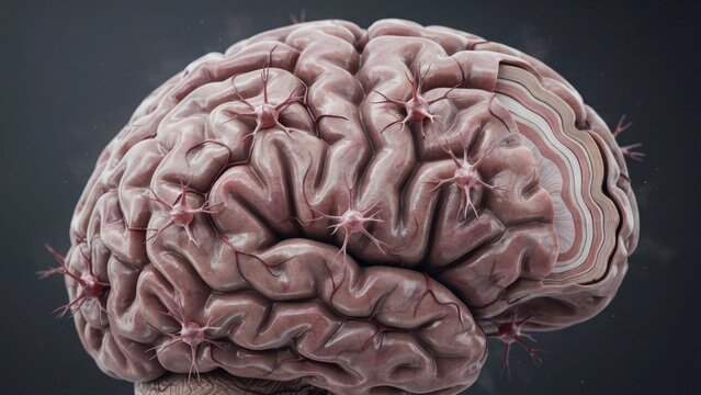 human brain on white background