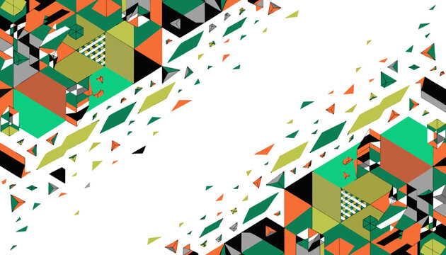 Abstract Isometric Geometric Cube Pattern Vector Background with Copy Space
