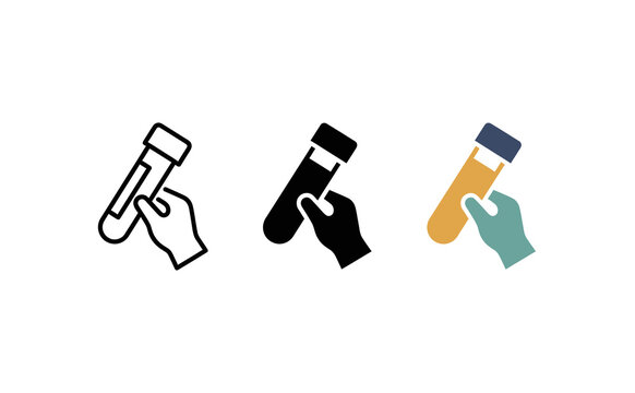 Test tube vector icons set holding sample experiment lab medical symbol