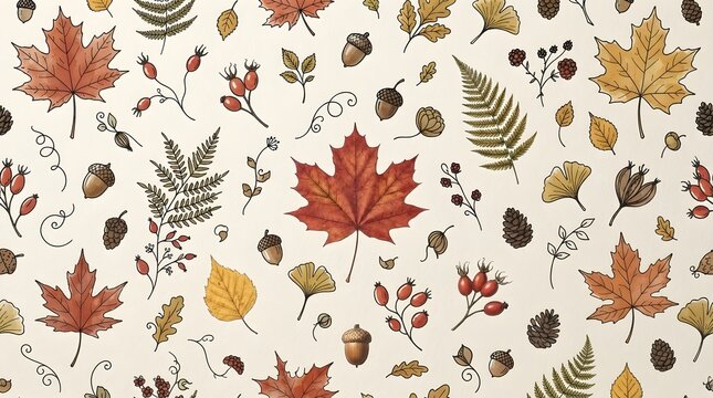 autumn leaves seamless pattern