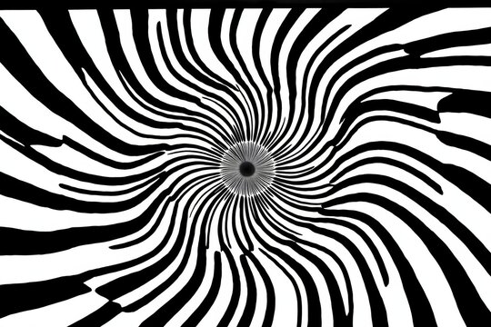 Abstract black and white spiral vortex pattern with radial wavy lines creating a hypnotic optical illusion effect