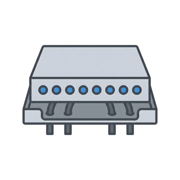 A simple flat vector icon representing a network switch or electronic hardware device.
