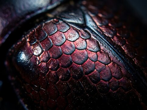 Metallic beetle patterns showcasing the iridescent and textured exoskeleton of a shiny insect in extreme close up