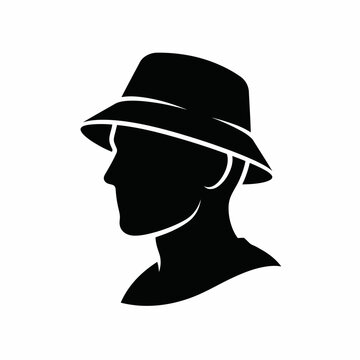 Stylish Silhouette of a Head Wearing a Modern Bucket Hat, a Vector Illustration Representing Contemporary Fashion, Urban Apparel, and Casual Headwear Accessories for Diverse Lifestyles